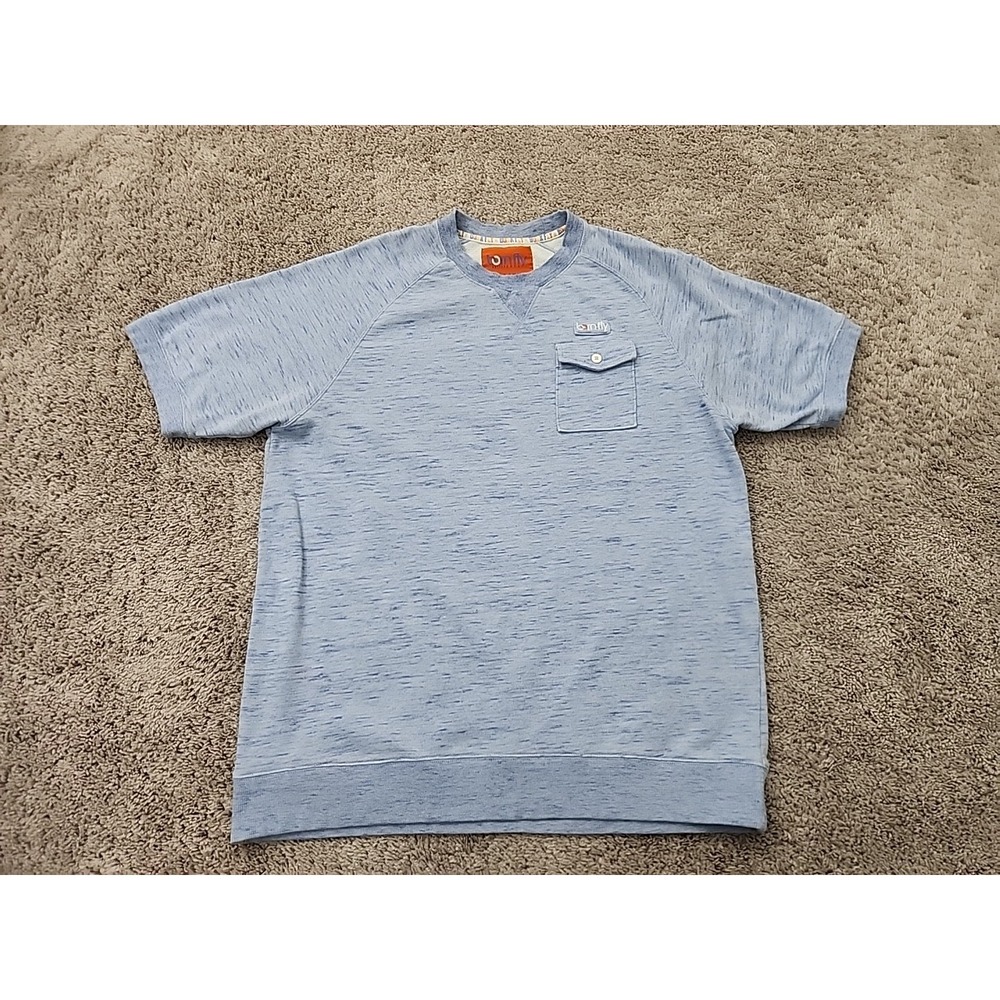 Born Fly Sweatshirt Mens 2XL Blue Space Dye Short Sleeve Chest Pocket Pullover